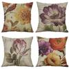 Premium Retro Flower Linen Pillow Case For Stylish Sofa Home Decor 18 Inches