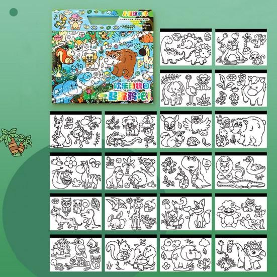 Graffiti Coloring Book Rich Theme Adhesive with Handle Astronaut Pattern Kids Watercolor Graffiti Book Stationery Supply