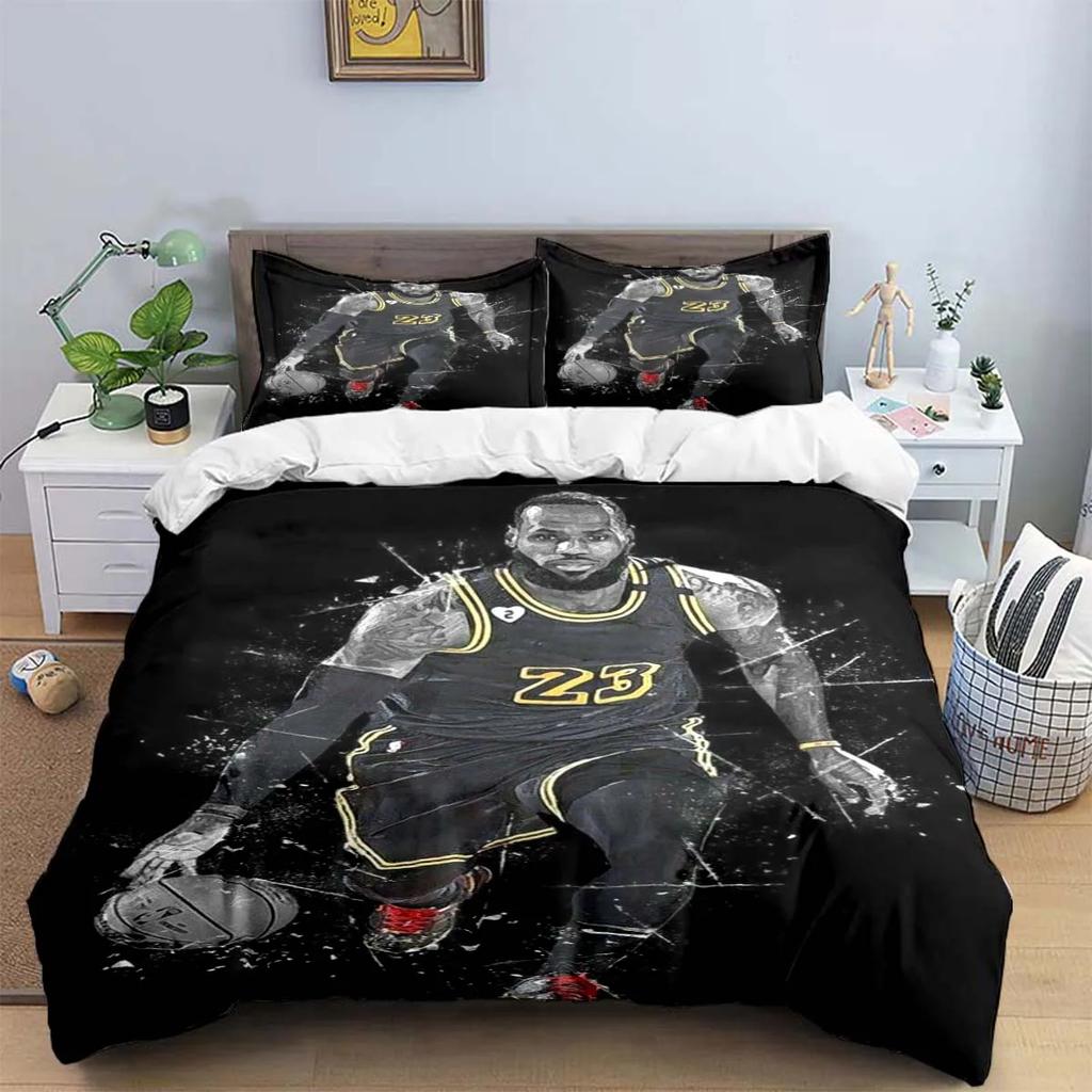 2025 Fashion Basketball Star A-LeBron J-James Printing Bedding Set Duvet Cover Comforter Bed  Youth Kids Girl Boys Birthday Gift