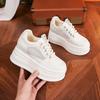 Platform White Shoes Women's 2025 New Spring Hollow Mesh Casual Shoes Versatile Small Inner Height Increase Women's Shoes