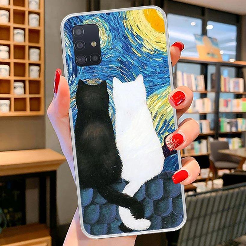 

Black Cat Cartoon Cute Cover Phone Case For Samsung Galaxy A12 A22 A32 A52 A72 A02S Phone Case Note 20 Ultra 10 S10 Plus A51 A71 Samsung A30S