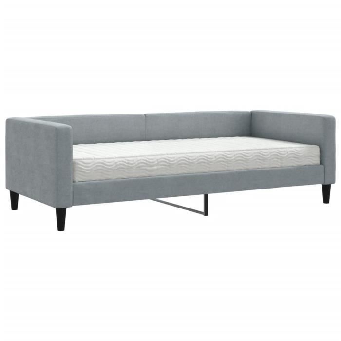VidaXL Lit de jour avec matelas gris clair 90x190 cm tissu 3196570