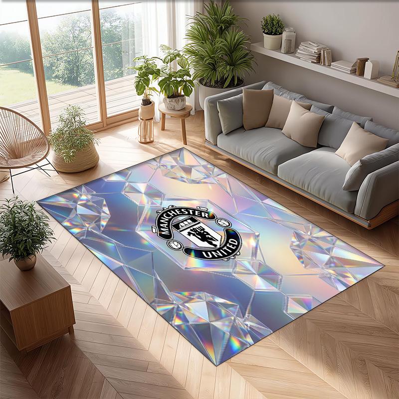 Tappeto in Flanella Stampato Manchester United Antiscivolo Morbido Poliestere Tappeto per Pavimento Tappetino Decorativo per Interni per Camera da Letto Soggiorno Divano