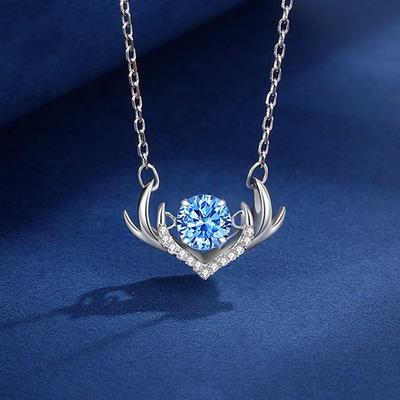 S925 Sterling Silver A Deer Has Your Smart Necklace Women'S Summer Light Luxury Niche Beating Heart Elk Pendant Clavicle Chain