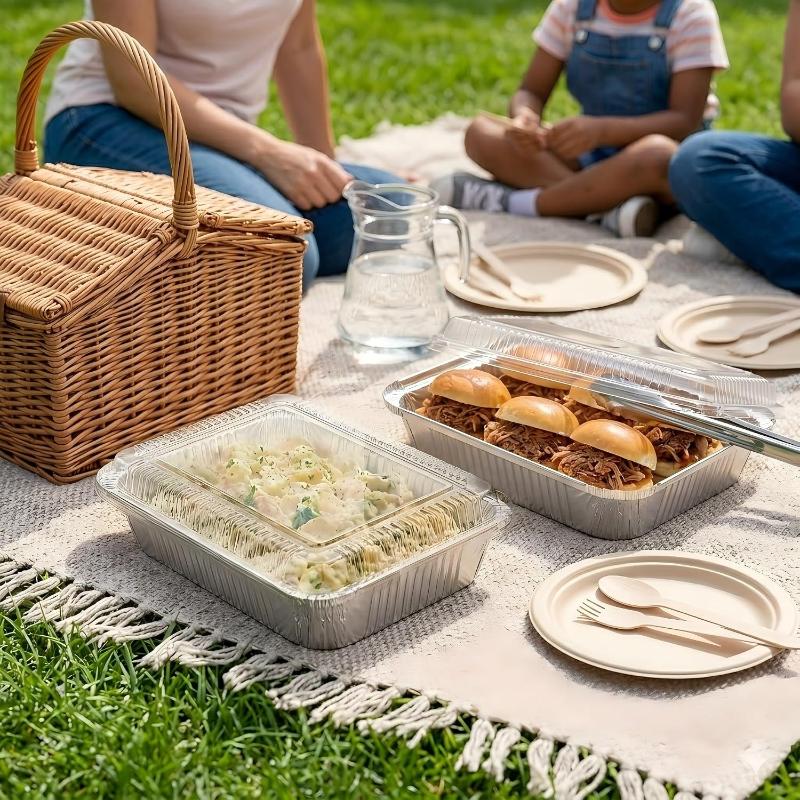Disposable Food Grade Aluminum Foil Food Containers Perfect For Takeout Catering And Baking