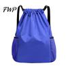 Swimming Gear Bag Sports Backpack, Drawstring Gym Backpack with Side Mesh Pockets, Double Pocket Waterproof Workout for Basketball Soccer Swim