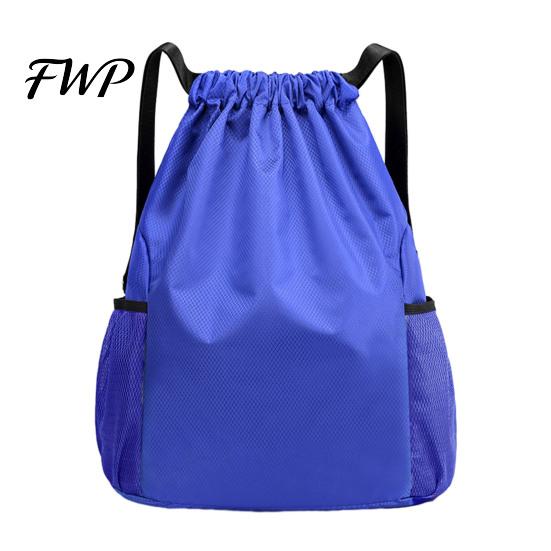 Swimming Gear Bag Sports Backpack, Drawstring Gym Backpack with Side Mesh Pockets, Double Pocket Waterproof Workout for Basketball Soccer Swim