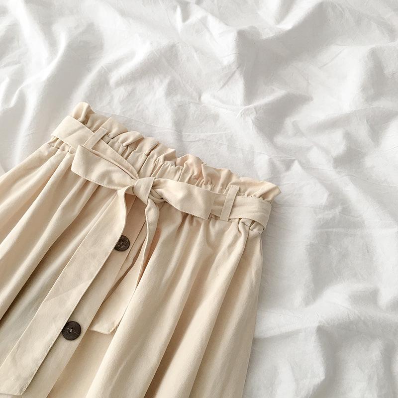 2025 Women's Korean Simple A-Line Midi Skirt: High Waist, Elastic, Versatile for Spring and Autumn