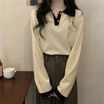 Casual Tops for Women Autumn Loose Long-sleeved Lapel Bottoming Shirts for Women