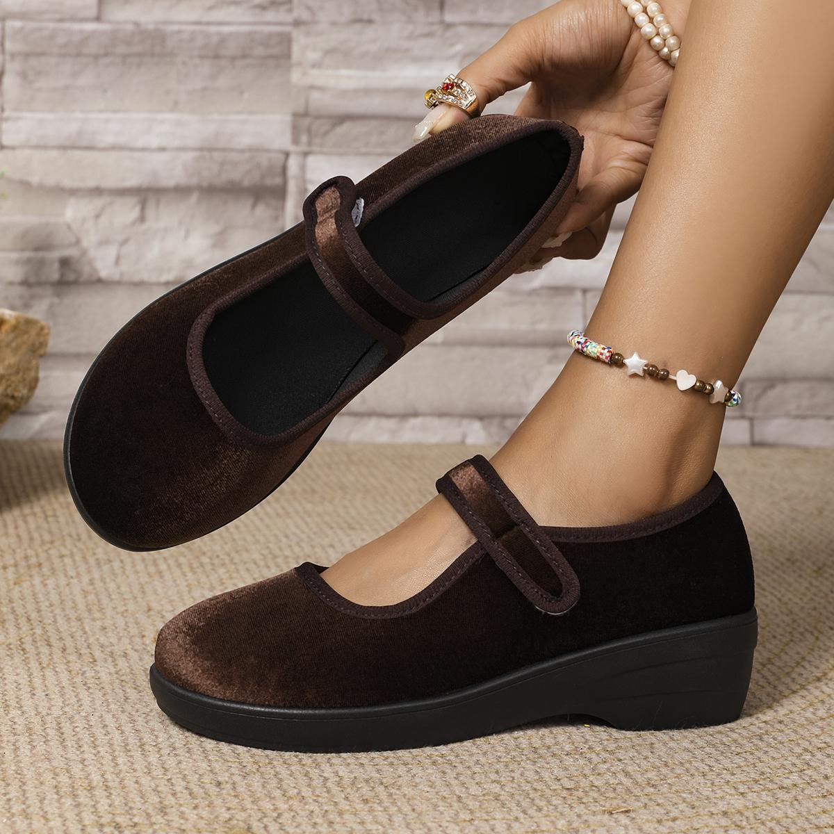 Ретро Бархатные Женские Балетки Модный Бренд Круглый Носок Танкетка Лоферы Повседневные Удобные Мягкая Подошва Балетки Женские 36