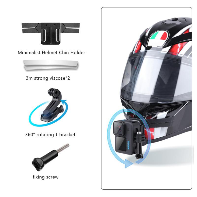 Motorcycle Helmet Chin Stand Mount Holder 360 Degree Rotation Bracket Compatible For Gopro10/9 Dji