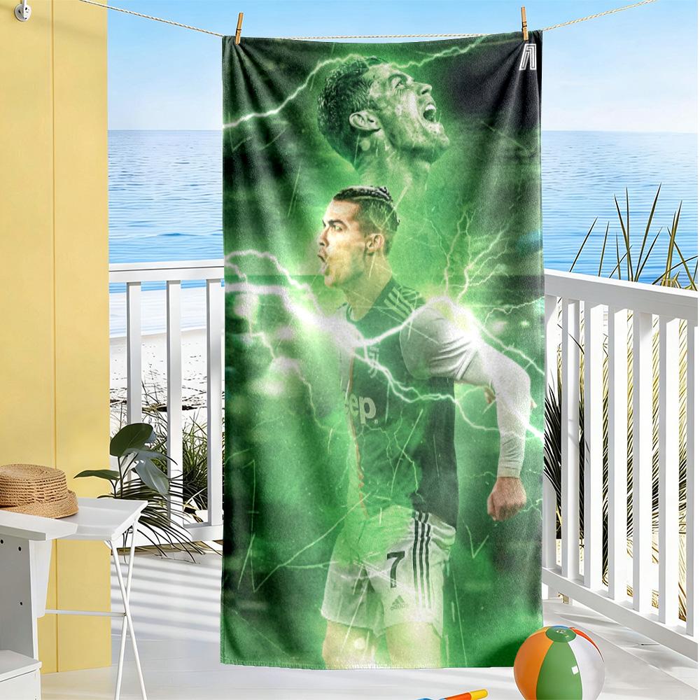 Powerful Soccer Player Beach Towel High Absorbency & Quick-Dry Comfortable Lightweight