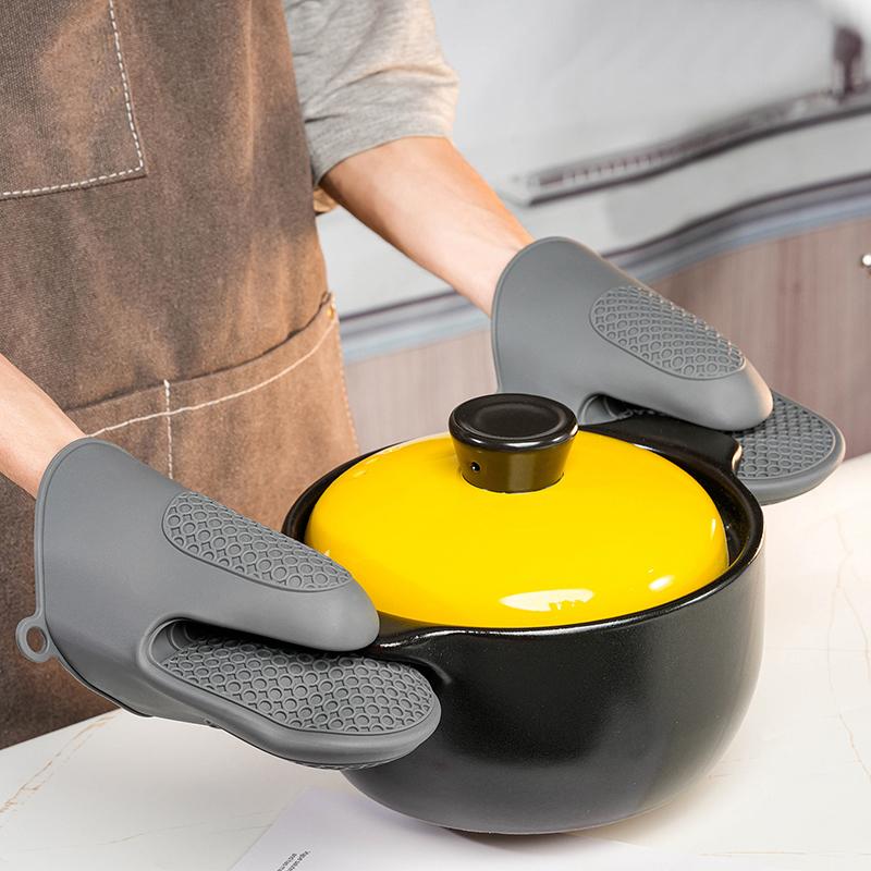 Silicone Hand Clip Kitchen Anti-Scald Thickened Silicone Heat Insulation Gloves Household Oven Baking Tools Oven Mitts