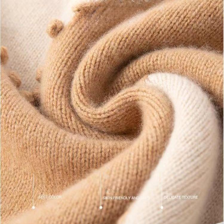 Women's Wool Sweater Thick Warm Loose Pullover Wool Sweater Casual Color Block Pullover Knit Jumper
