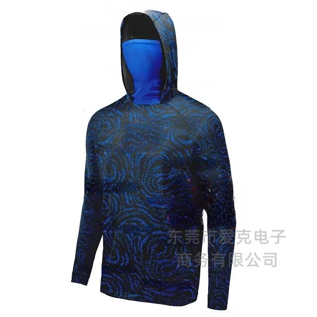 Quick-drying fishing suit men's summer breathable sunscreen UPF50 + hooded mask fishing shirt