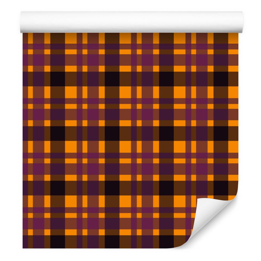 Halloween Orange and Rust Plaid Wallpaper for Living Room and Bedroom 50x1000