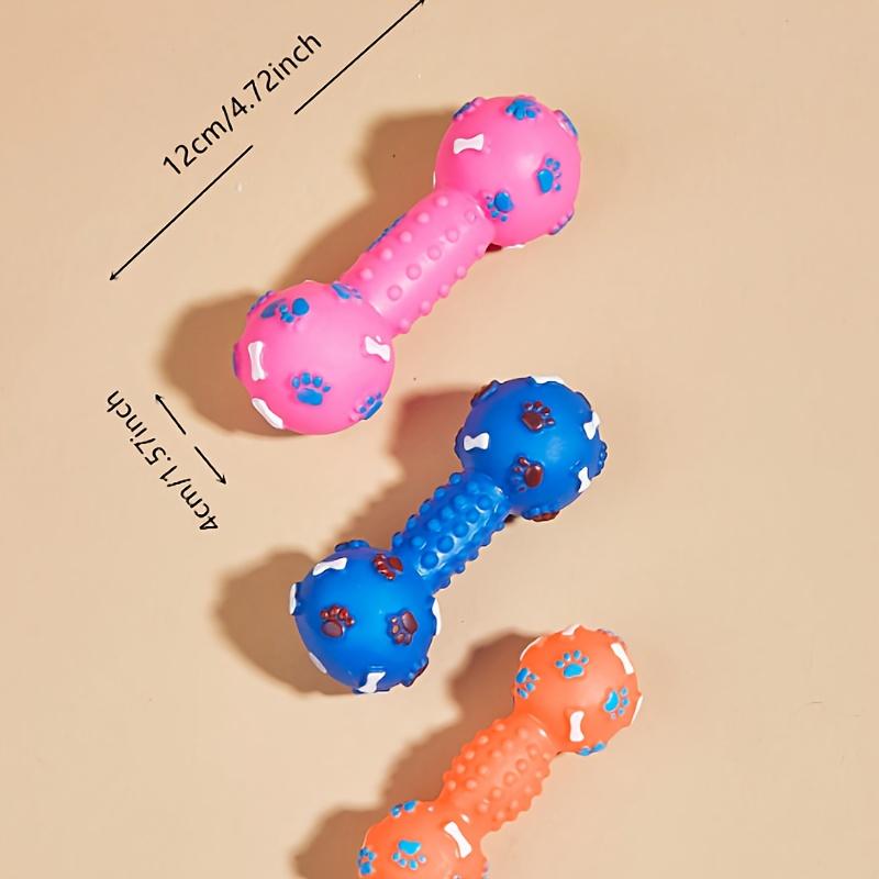 Interactive squeaky dumbbell dog toy, designed specifically for small dogs, made of durable rubber material