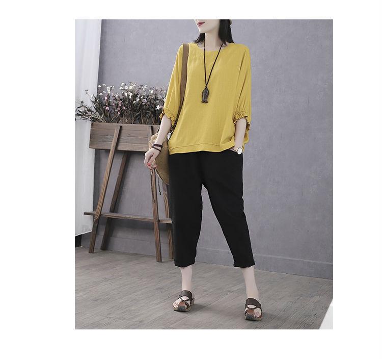 Retro Übergröße Damen Kurzarm Fledermausärmel Oberteil - Sommer Figurformender Stil