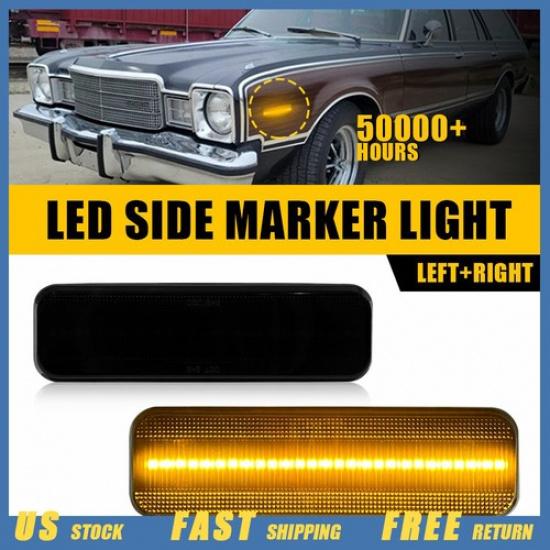 Smoked Front LED Side Marker Light For Dodge D150 D250 D350 W150 W250 Ramcharger