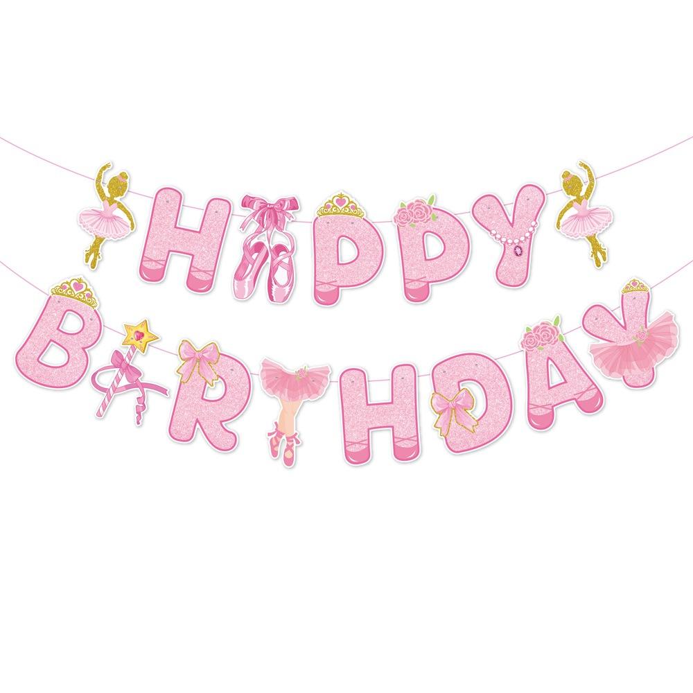 Birthday Ballet-themed Party Set Birthday Party Background Flag Raising Ballet Spiral Pendant
