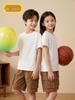 Kids' Pure Cotton Tie-Dye Short-Sleeve Parent-Child T-Shirt with Logo - White Round Neck for Kindergarten Uniform