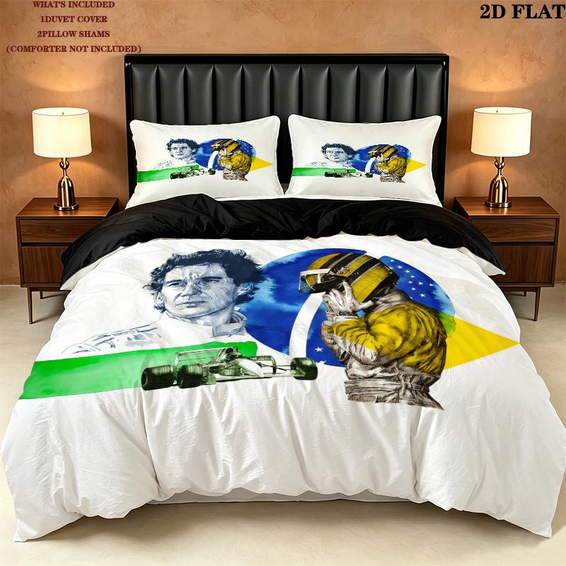 Ayrton Senna Bedding Quilt Set Quilt Cover Pillowcase Home Decoration Birthday Gift (1 * duvet cover + 2 * pillowcase, without core)