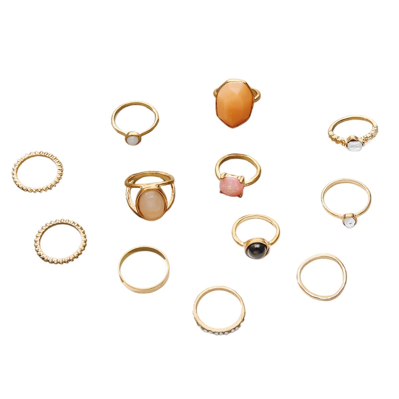 

Модный женский набор из 12 колец - Женское кольцо Металлическое кольцо Глянцевое кольцо Металлическое кольцо Праздничный подарок One Size золотой