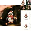Penguin Car Decor Acrylic Christmas Hat Pendant With Cartoon Design For Vehicle Interior