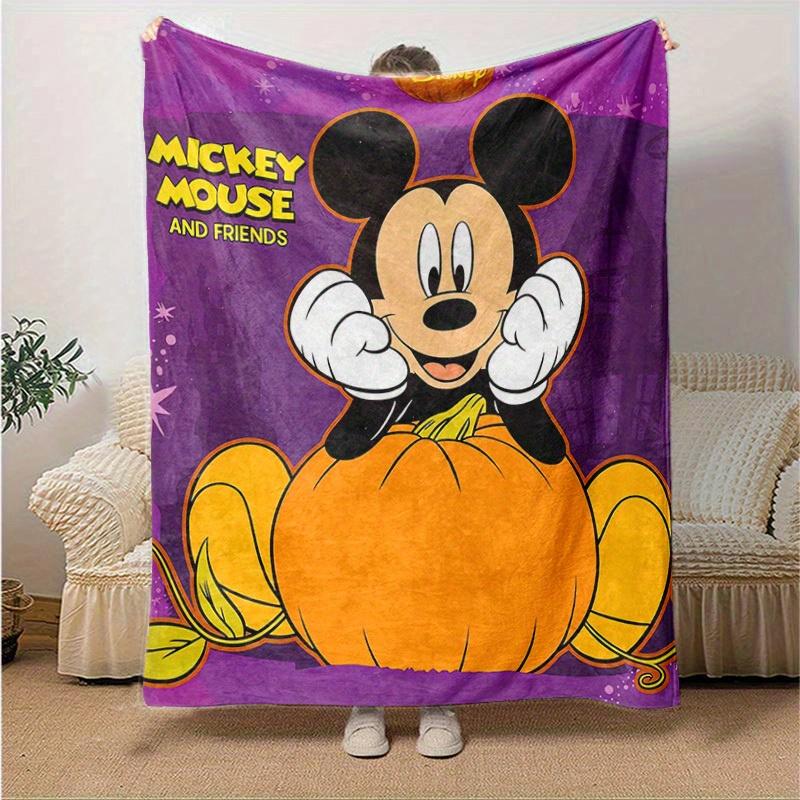 1pc,Disney Mickey Mouse Halloween Pumpkin Throw Blanket Home Decor, Couch Cover, Outdoor, Gifts, Bedroom, Living Room, Travel