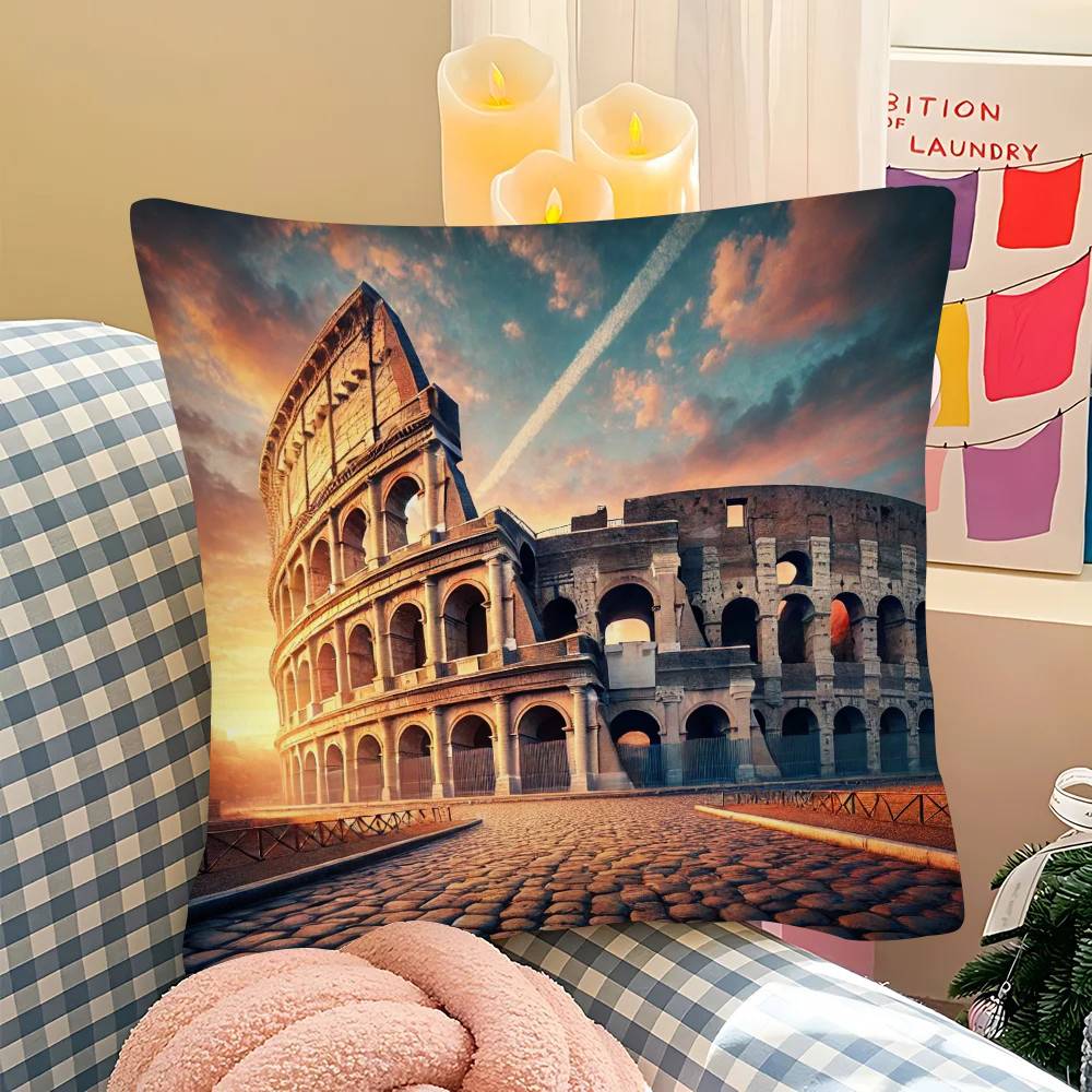 1 Stück Weltstädte Reise Rom Sydney Paris Dubai Kissenbezug Mode Quadratischer Kissenbezug Schlafzimmer Sofa Raum Ins Dekoration Freizeit