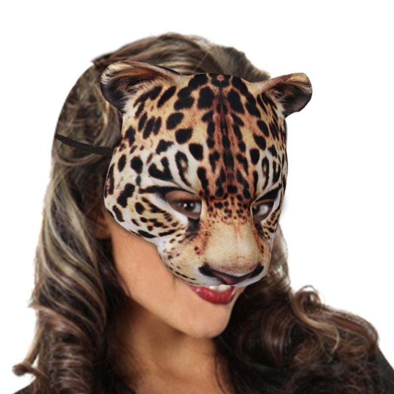 Leopard Mask Halloween Half Face Funny Mask Leopard Cosplay Carniva Mask Dress Up Women Cosplay Mask For Masquerad