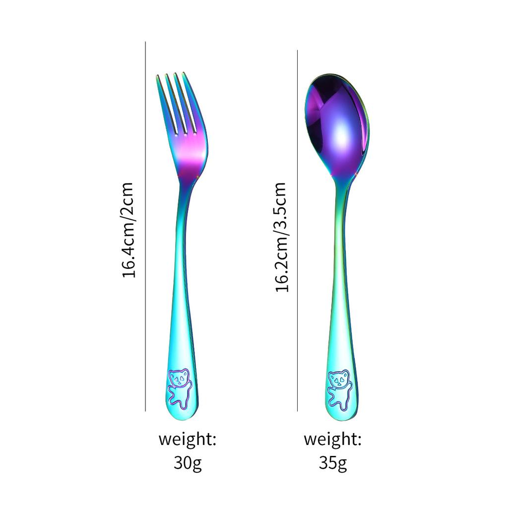 Hot-selling Stainless Steel Bear Tableware, Knives, Forks and Spoons Set, Love Baby Spoon and Fork, Children's Steak Knives and Forks 4pcs