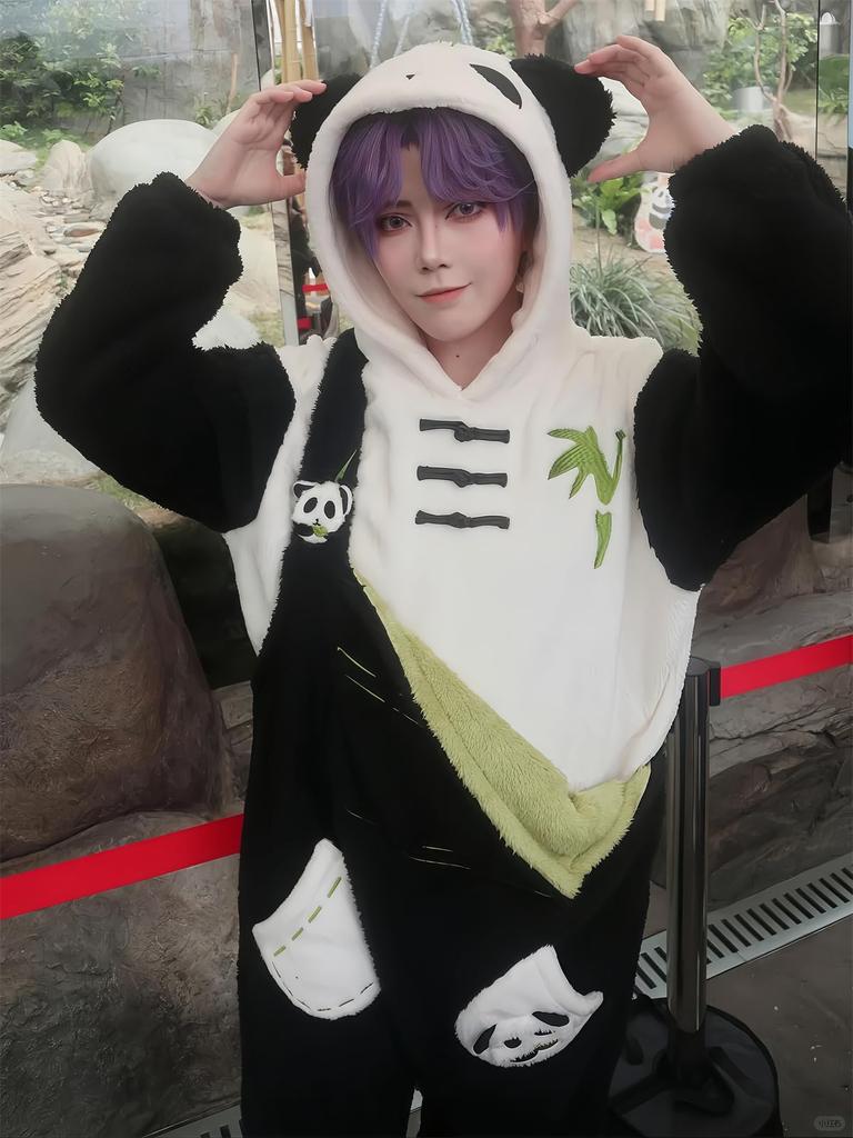 Koi To Miku Cosplay Protagonist Koi Miku Panda Pajama Popular Game Costume [NOKIJP] Costume, Seiya, Homura, Shin, Mahiru, Cosplay, Set, Loungewear,