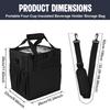 Reusable 4 Cups Drink Carrier for Delivery with Adjustable Dividers Insulated Drink Caddy Holder Bag with Multiple Pockets