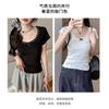 Summer Xiaofei Sleeve Pure Lace Front Shoulder Short Sleeve T-Shirt Women's Slim Skinny Inner Bottom Top