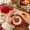 Handmade Cup Mat Christmas Bear Fruit Crochet Coaster Kit DIY Crocheting Beginner Friendly Set with Accessory Knitting Round Mug for Table