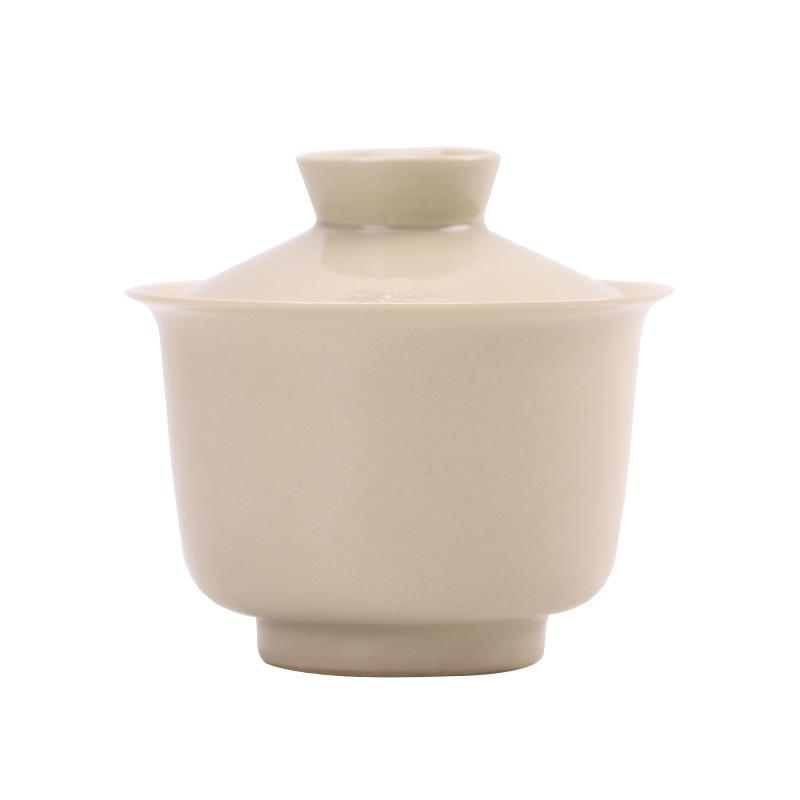 Small Sancai Cover Bowl Single Ceramic Tea Bowl Plant Ash Handmade Household Tea Brewer Kung Fu Tea Set Hand Grab Bowl