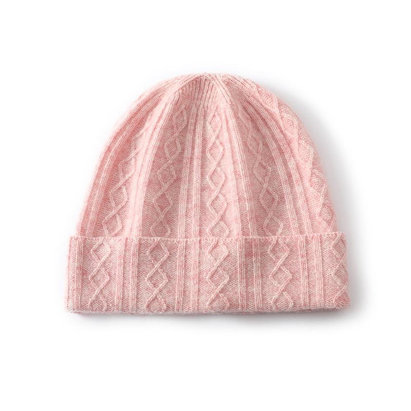 Pure Wool Autumn and Winter New Twisted Flower Knitted Warm Fashion Bag Head Ear Protection Knitted Hat Men's and Women's Wool Hats