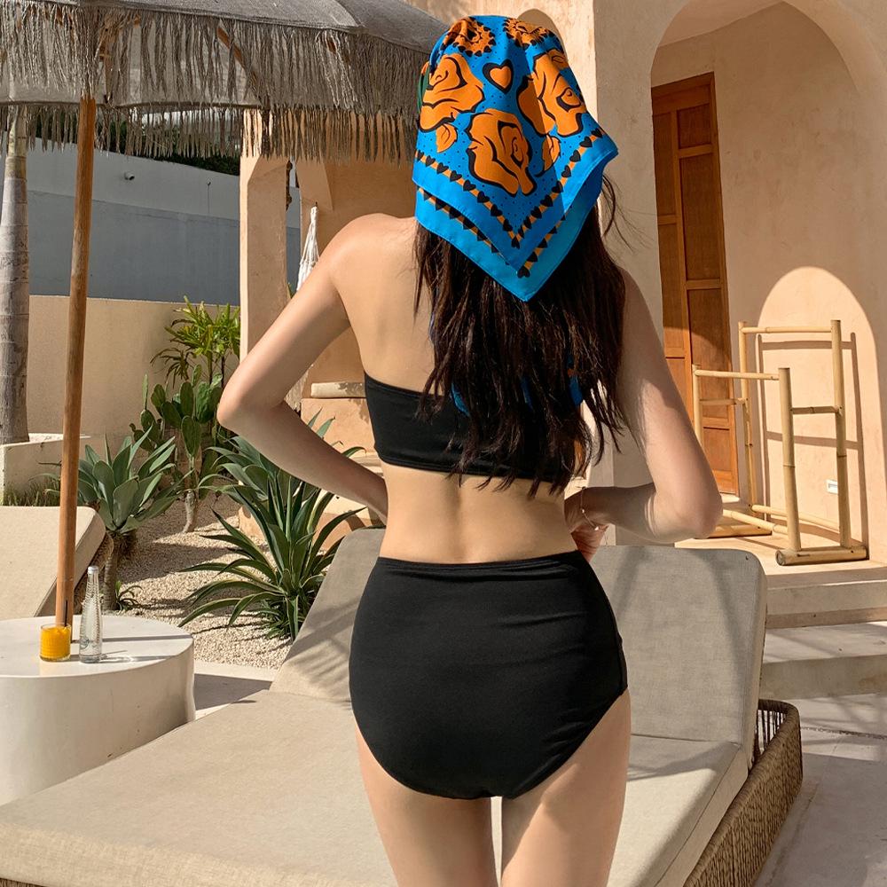 Korean Style High-Waisted Bikini: New 2025 Sexy Split Swimsuit with Triangle Bottoms for a Leg-Lengthening Look