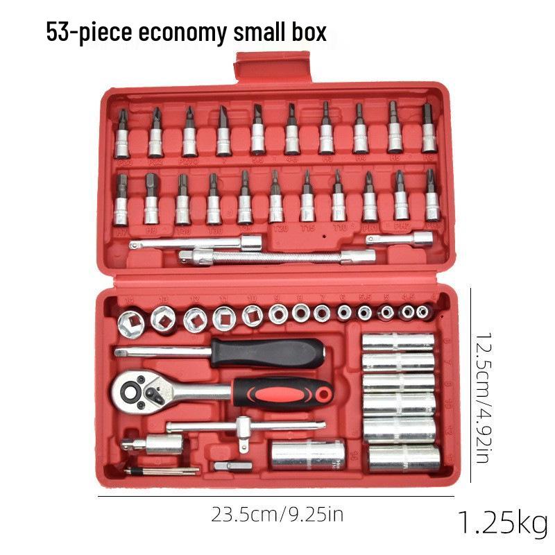 53-delige 1/4" Kleine Ratelsleutel & Dopsleutel Gereedschapsset voor Auto-/Machinereparatie
