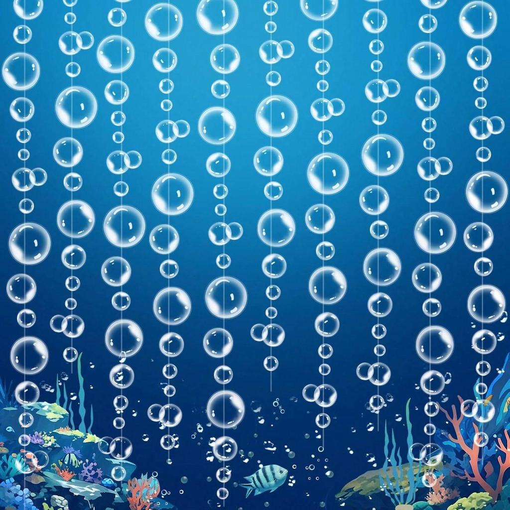 1 Stück Deko Unter dem Meer Partydekorationen Transparente Blasen Girlanden Geburtstagsdekoration Bday Hängender Streamer Strand Banner Unterwasser Hintergrund Ozean