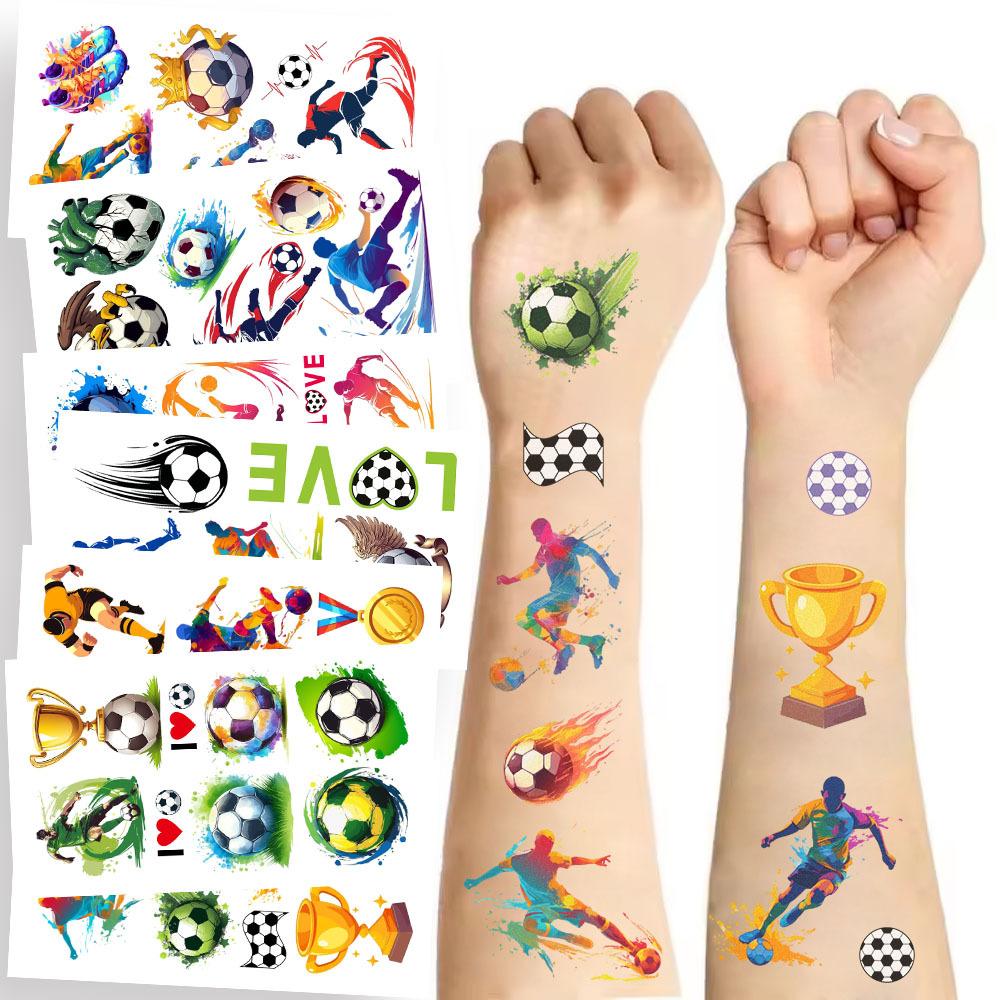Cartoon Football Tattoo Stickers Waterproof Party Favors, 20 Pieces