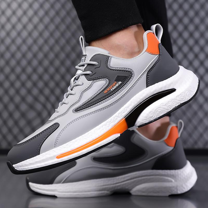 Men's Shoes 2025 Summer New Men's Youth Trend Leather Surface Waterproof Sports Leisure Running Ruffian Handsome Dad Trendy Shoes