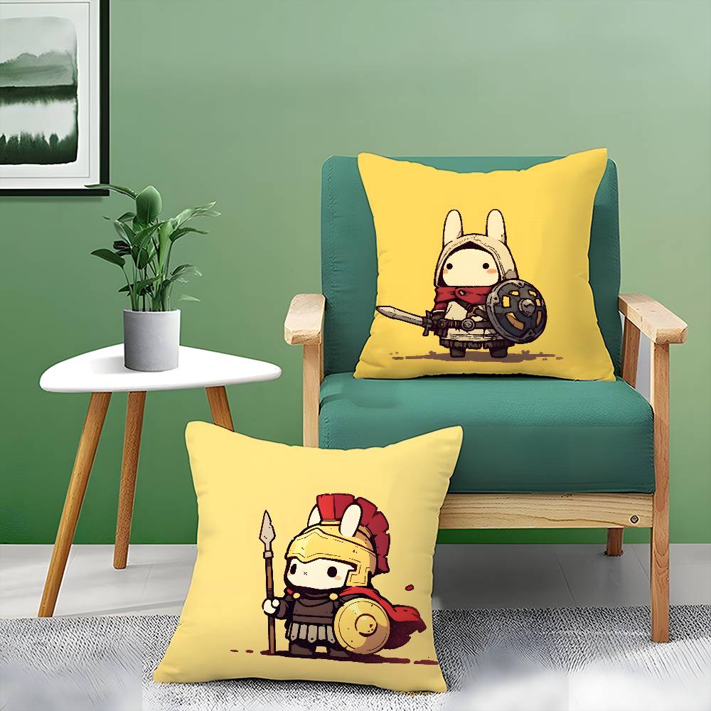 Cute Rabbit Dresses Pillow Case Comfort Sofa Bed Silky Elegant Invisible Zipper Decorative Cushion Cover