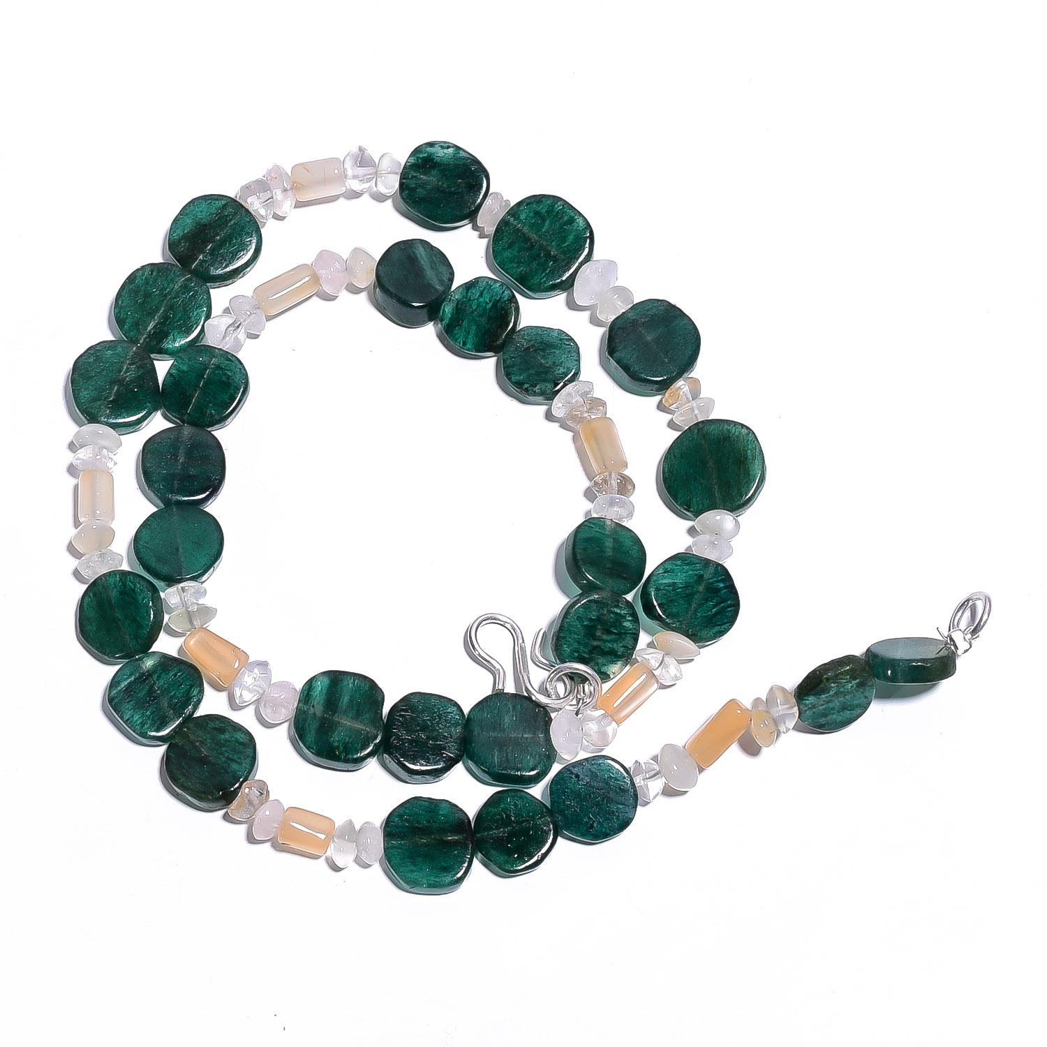 

Natural Green Aventurine Crystal Gemstone Smooth Beads Necklace 17 UB-4385 UB-4385