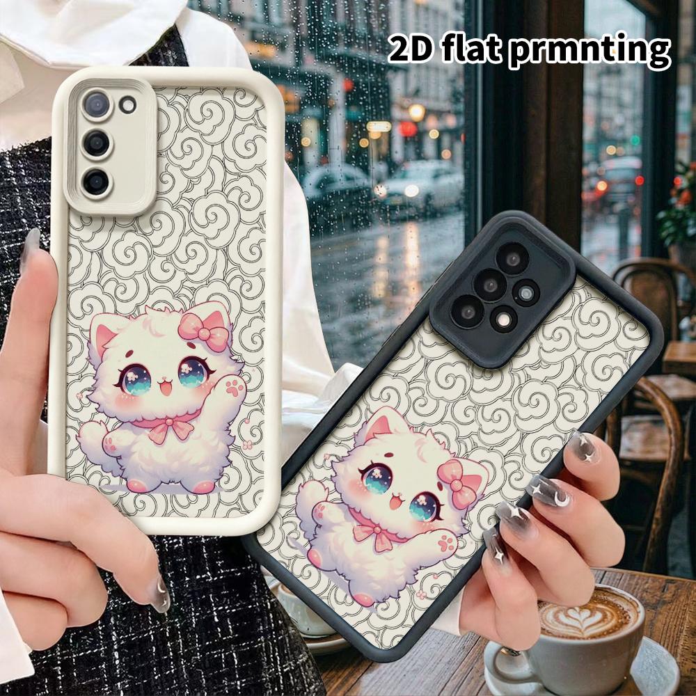 Phone Case: 2D Flat Samsung Galaxy A34 A35 M05 M06 S20 S22 S21 FE Plus 5G Protective Case, Bow Tie Kitty, Christmas and Halloween Gift