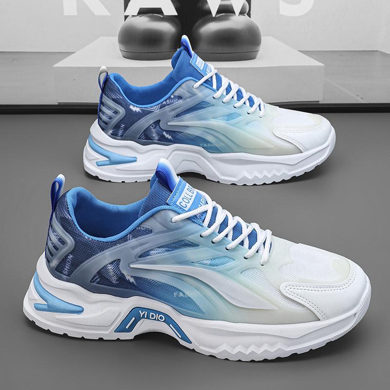 

2025 new summer mesh breathable running sports shoes casual men s shoes teenage students inner height increasing dad shoes 44