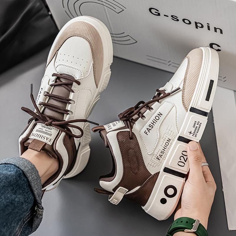 Shoes Men's Trendy Shoes Spring and Autumn High-top Sports Board Shoes Teen Trend Versatile Medium-top Casual Little White Shoes