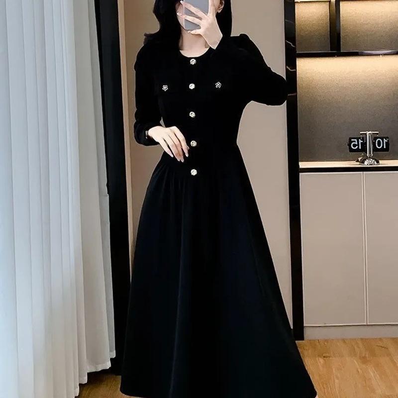 French Temperament Dress Women's Waist and Thin Spring Clothes New Design Sense Small Fragrance Elegant Age-reducing Word Skirt