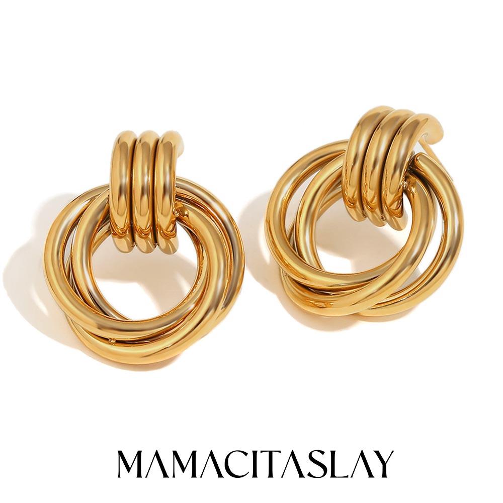 

MamacitaSlay Minimalist Stainless Steel Gold Silver Colour Geometric Earrings Women s Waterproof Jewelry High Quality Gift золотий